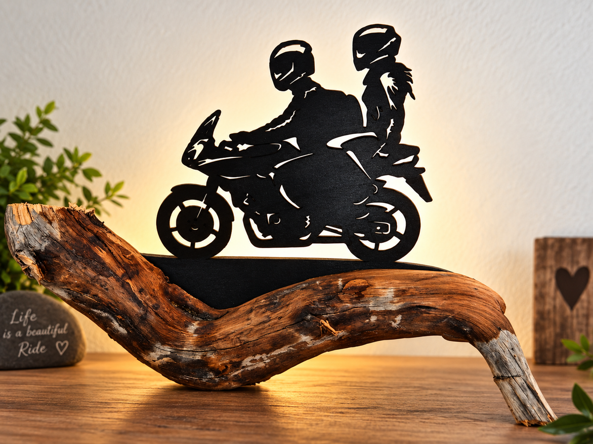 Holzbild „Motorrad – Gemeinsam unterwegs | Marcel Bachmann